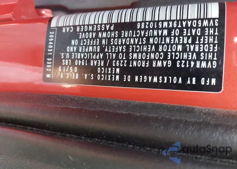 2019 Volkswagen Beetle 2.0T Final Edition Se/2.0T Final Edition Sel/2.0T S/2.0T Se из США, поврежденный, VIN 3VW5DAAT9KM510286